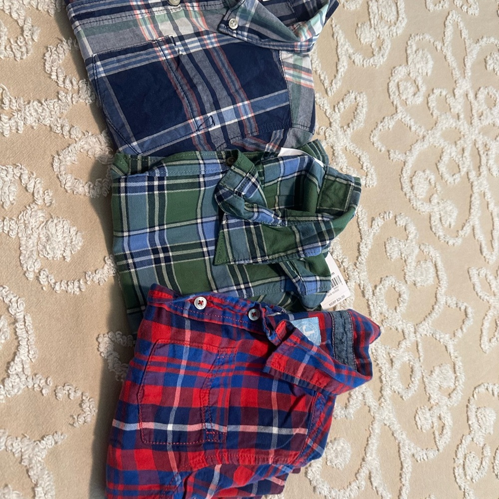 Carter's Boys Plaid Button-Down Shirts - Navy, Green, Red